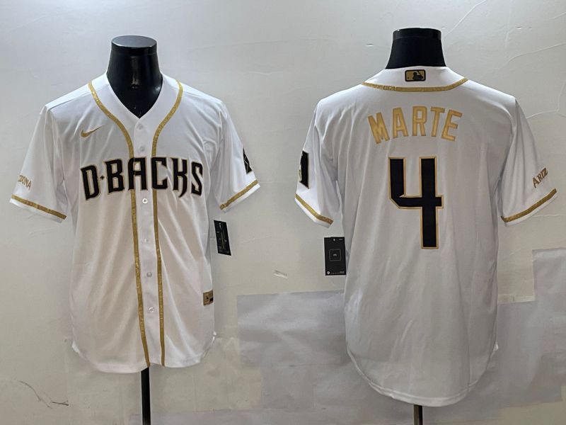 Men Arizona Diamondback #4 Marte White Gold Game 2025 Nike MLB Jersey style 1->arizona diamondback->MLB Jersey